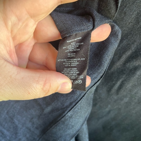 Theory Women’s Navy Button-Down A-line Dress in Textured Good Linen Sz Large - Picture 8 of 9